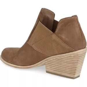 Eileen Fisher Even Sienna Tan Nubuck Block Heel Booties Sz 6